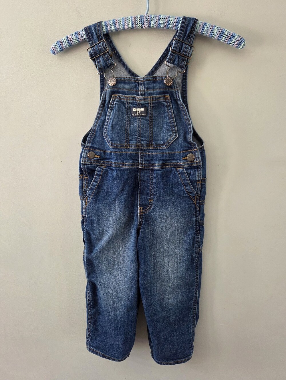 Oshkosh B'gosh VESTBAK Blue Denim Overalls Toddler 3T Straps Cotton Classic